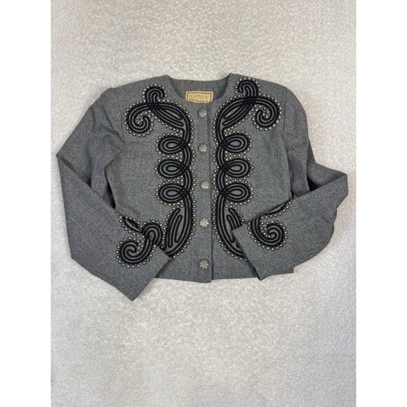 Double D Ranch Black Gray Wool Concho Studded Jacket Sz XS